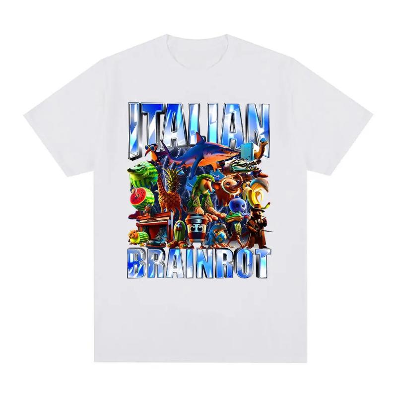 Итальянский Мозголом Тралалеро Тралала Тунг Тунг Тунг Сахур Бомбардиро Крокодил Смешной Мем Графическая Футболка Детская Модная Футболка 110