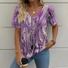 Women's Tribal Abstract Graphic V Neck T-Shirt, Short Sleeve Casual Tops, Yellow Brown Fashion Daily Outfit for Spring & Summer