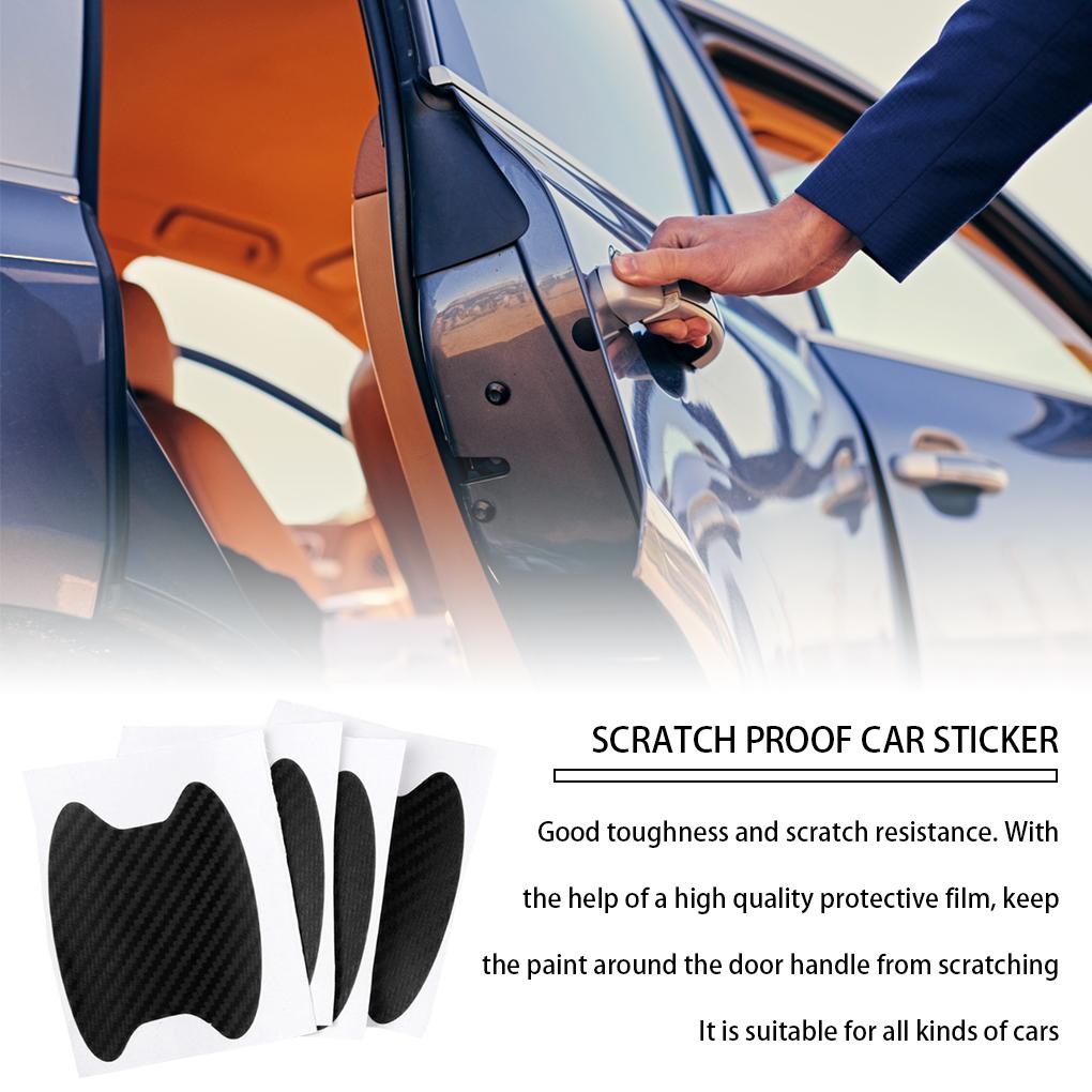 4Pcs/Set Car Door Sticker Carbon Fiber Scratches Resistant Cover Auto Handle