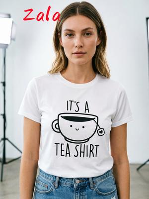 Mit seinem A Tee Shirt Alphabet Gedruckt Unisexs T-Shirt Kaffee Teetasse Harajuku Sommer Lässig Kurzärmelig Unisexs Kleidung Oberteil