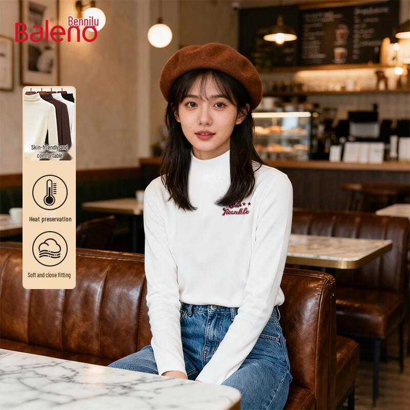 

Baleno Women s Retro Letter Fleece-Lined Thermal Top M