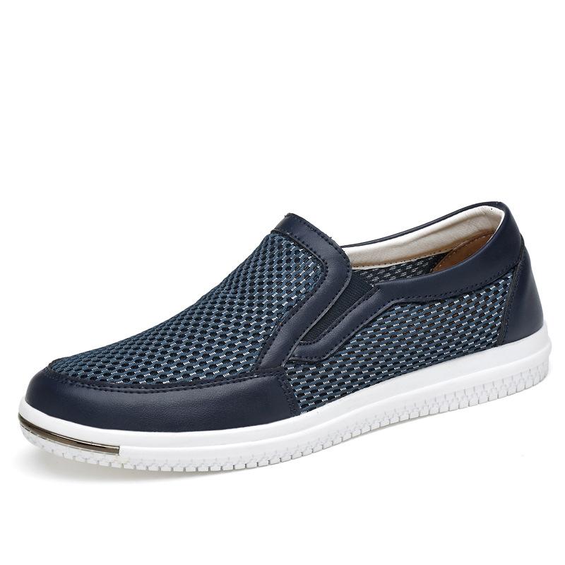 

Мужская обувь летняя сетчатая обувь повседневная обувь дышащая сетчатая обувь с одной педалью ленивая спортивная обувь мужская 38 синий