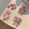 5Pcs Cute Girls Pink Rose Flower Heart Bow Peach Mini Hairpin Sweet Hair Braiding Clip Hair Styling Bobby Pin for Women