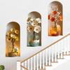 3 Pcs 3D Flower Vase Wall Stickers Faux Flower Wall Art Self-Adhesive Floral Blossom Wall Decals for Bedroom Living Room