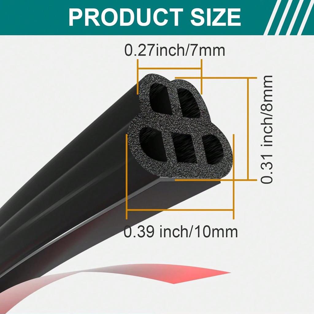 Universal Car Door Rubber Seal Strip Self Adhesive Automotive Door Soundproofing Weather Stripping Double Layer 5-Hole Auto Weatherstrip Fit Truck