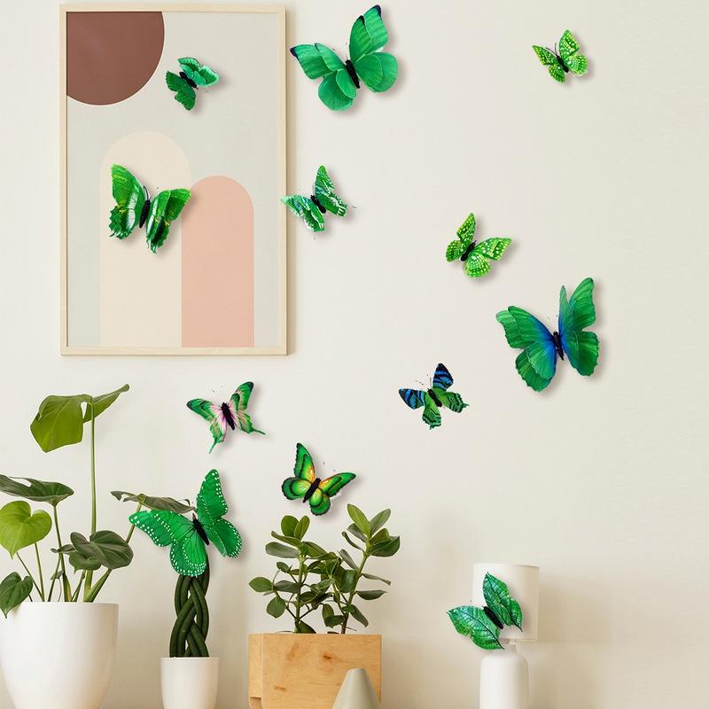 12 Pièces Autocollants Muraux Papillons Décalcomanies Autocollants sur le Mur Nouvel An Décorations de Maison Papier Peint Papillon 3D en PVC pour Salon