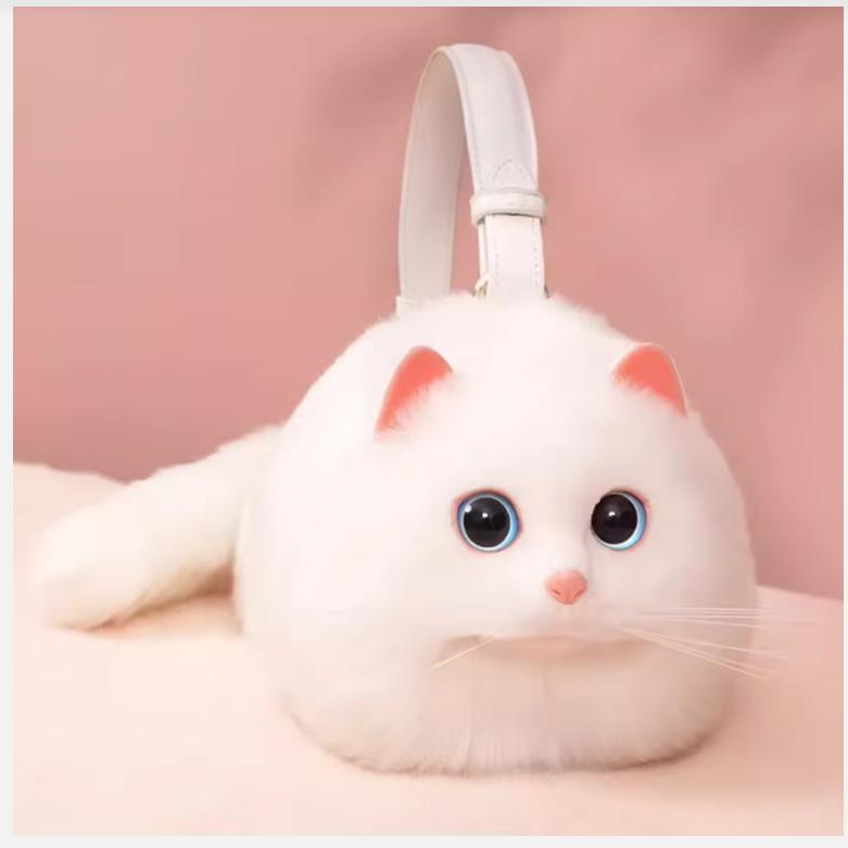 

Сумка на одно плечо женского дизайна, маленькая мужская сумка-мессенджер, универсальная, ручной работы, осенне-зимняя плюшевая милая сумка с кошкой 31*17*15CM