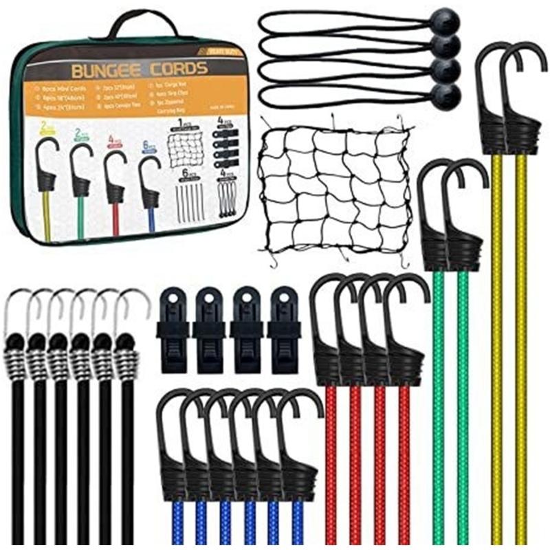 Multipurpose Anti Slip Elastic Straps Bungee Ropes Cord For Motorcycle Bicycles Cargo Secure Fastening No Tools Needed