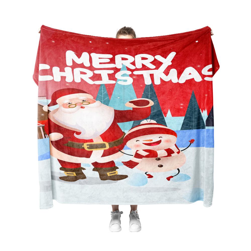 Tuniu Christmas Santa Claus Kids Plush Blanket Sofa Bed Throw Warm Soft Cozy Gift