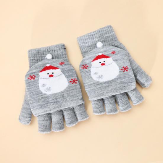 Elk Pattern Convertible Flip Top Rękawiczki damskie Zimowe pół palca Zagęszczone ciepłe świąteczne rękawiczki na zewnątrz