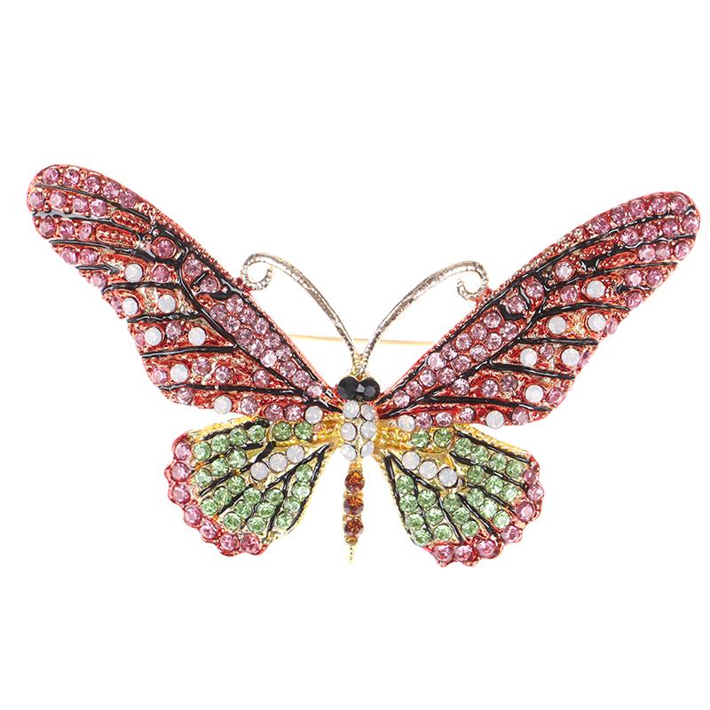 Colorful Animal Butterfly Crystal Enamel Brooch Pin Jewelry Women Custome Gift розовый