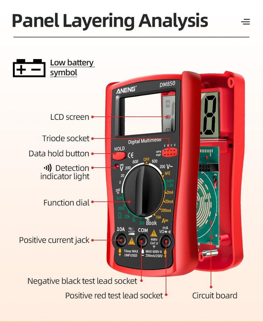 ANENG DM850 High Precision Digital Multimeter for Electricians – Portable and Multifunctional Display Universal Meter.
