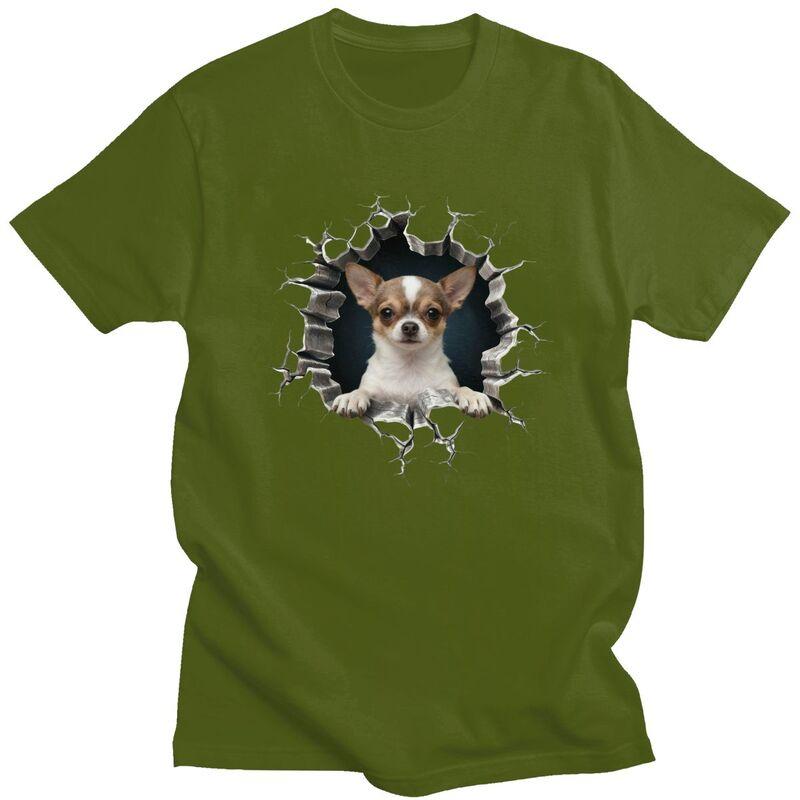 Breaking Through Chihuahua T Shirts Men ShortSleeve Dog Lover Tshirt Casual Tee For Husband100 Cotton Slim Fit Tshirt