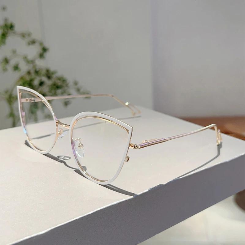 KAMMPT Oversized Cat Eye Glasses Women New Stylish Blue Light Blocking Optical Frames Trendy Sweet Fashion Vintage Decor Eyewear