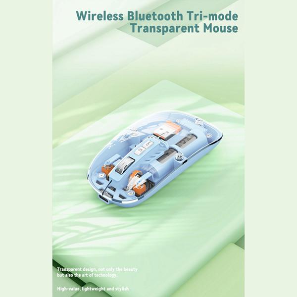 FMOUSE M233 White ABS Wireless Bluetooth Three-Mode Rechargeable Transparent Mouse