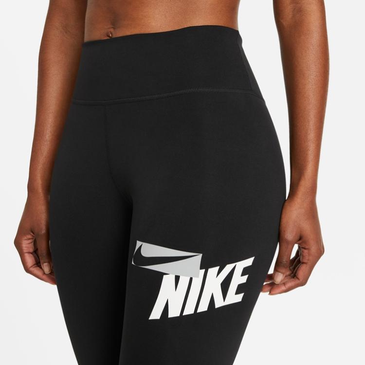 Nike Logo Print Sports Training Capris Women bottoms Black CZ9203-010