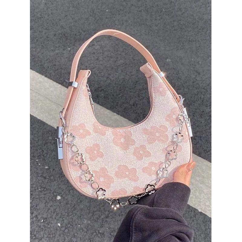 

IELGY original flower high-value underarm versatile portable shoulder crescent bag розовый