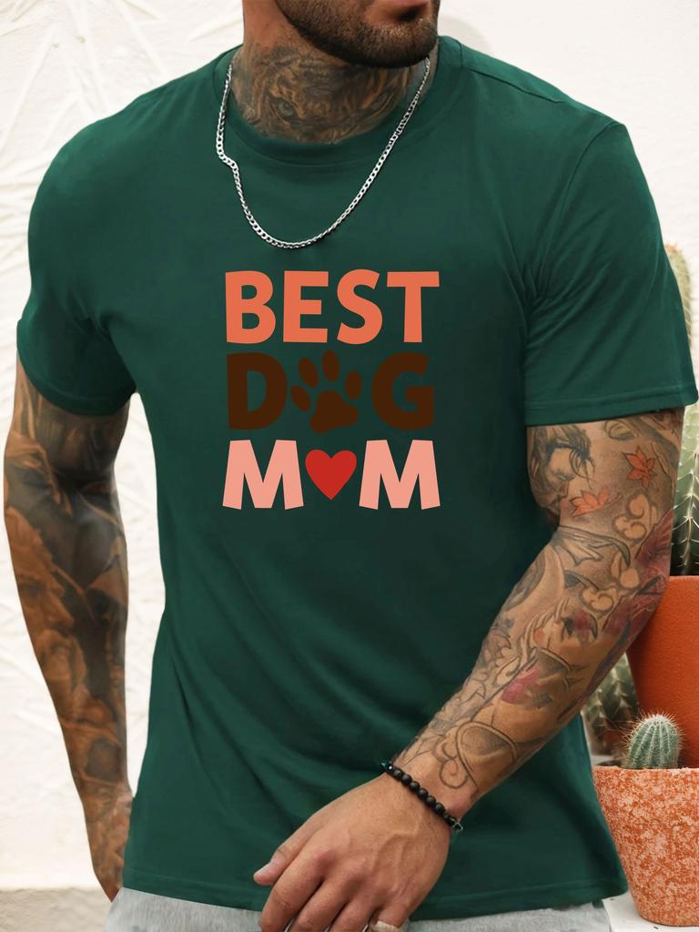 Short Sleeve TShirt BEST DOG MOM Mens 100 Cotton Pattern Printed Shirt Summer Round Neck Breathable Casual Fashion Cool Tee