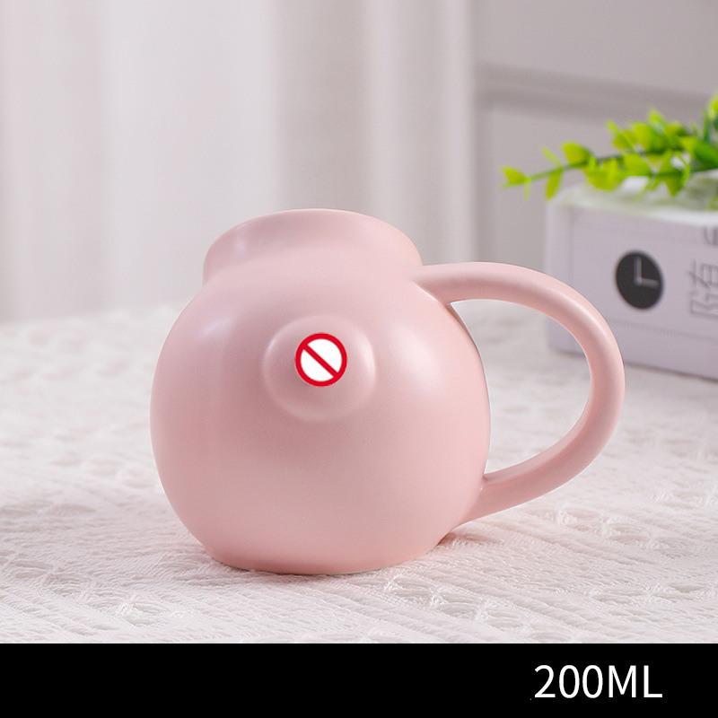 

Women Breast Shaped Funny Ceramic Coffee Mug With Handle Female Boob Tilted Cup 200ml бордовий