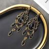 Black Ethnic Style Geometric Dangle Earrings for Women Retro Boho Long Acrylic Water Drop Earrings Female Jewelry