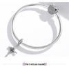 S925 Sterling Silver Rose Cross Pendant Bracelet with European & American Style Flower Beads