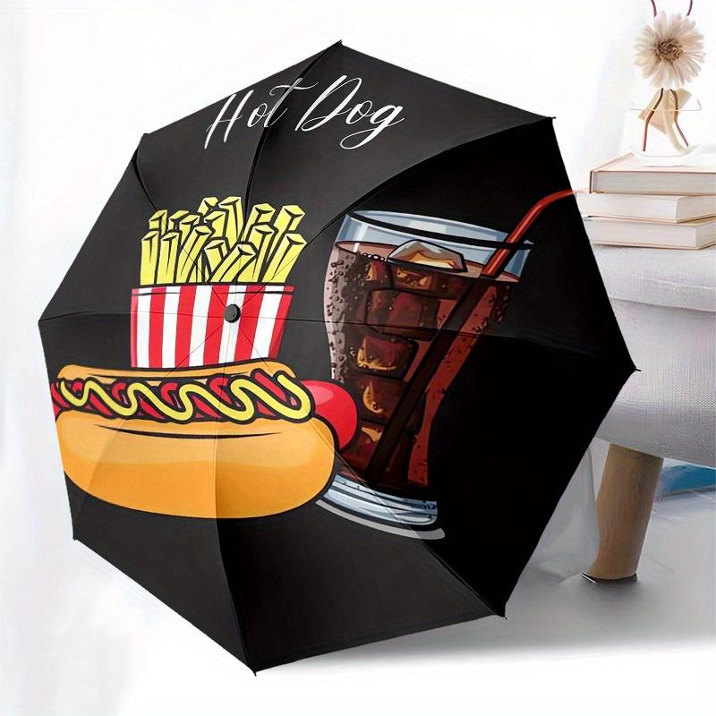 1pc Hot DogFast Food Themed High-quality Umbrella,Automatic Opening and Closing Umbrella,Multi-functional Umbrella G0811273