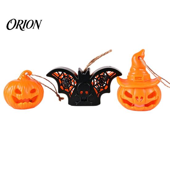 Soft Glow Night Light Halloween Witch Hat Pumpkin Lamp, Bat Skull Hollow LED Safe Flameless Candle Lamp for Party, Spooky Tabletop Decor Haunted House