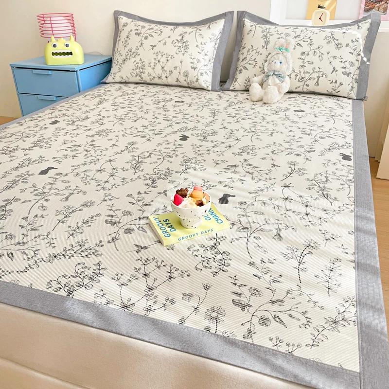 Premium End Animated Ice Silk Bed Mat Summer Cool Down Sleeping Mat Bed Adult Child Washable Cooling Bed Pad and Pillowcases