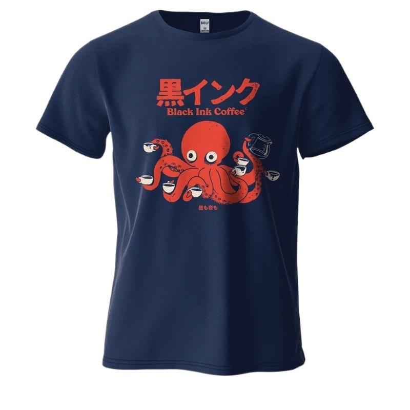 Ink Coffee Creatief Mannen T-shirt 100% Katoen Oversized Zacht Ademend Charmante Grafische Vintage T-shirts Tops Streetwear Losse Pasvorm