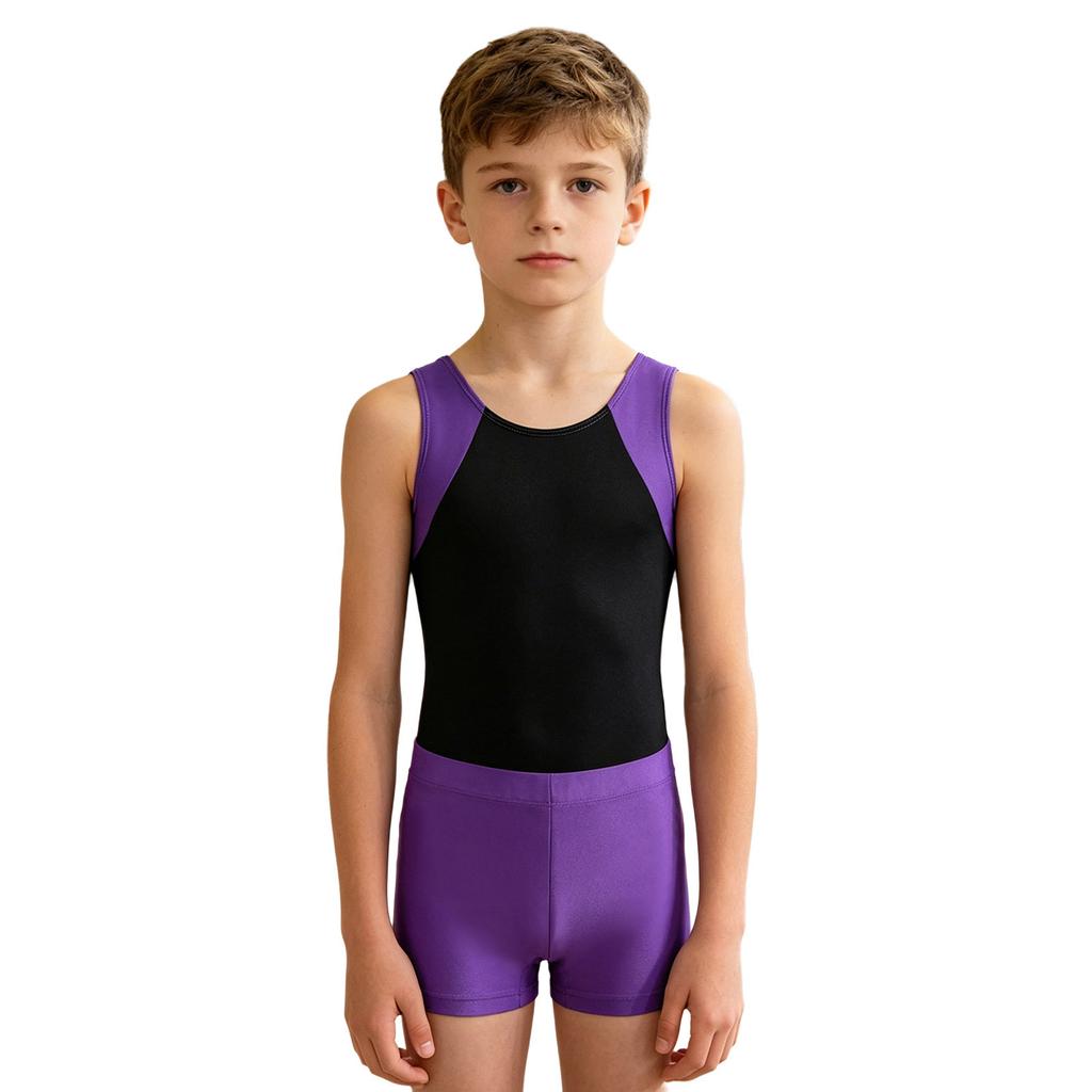 Dětská chlapecká kombinéza Unitard bez rukávů s šortkami Gymnastic Workout Biketard Trikot
