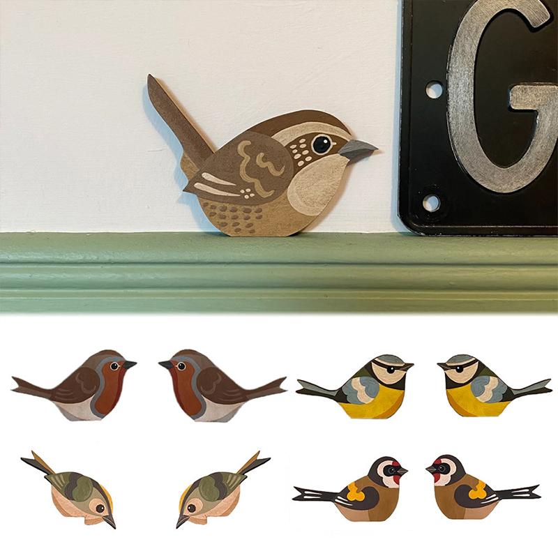 1 pár dřevěných rustikálních ptáčků nástěnné dekorace do obývacího pokoje barevné létající ptáky dekorace roztomilé domácí dekorace obrazy
