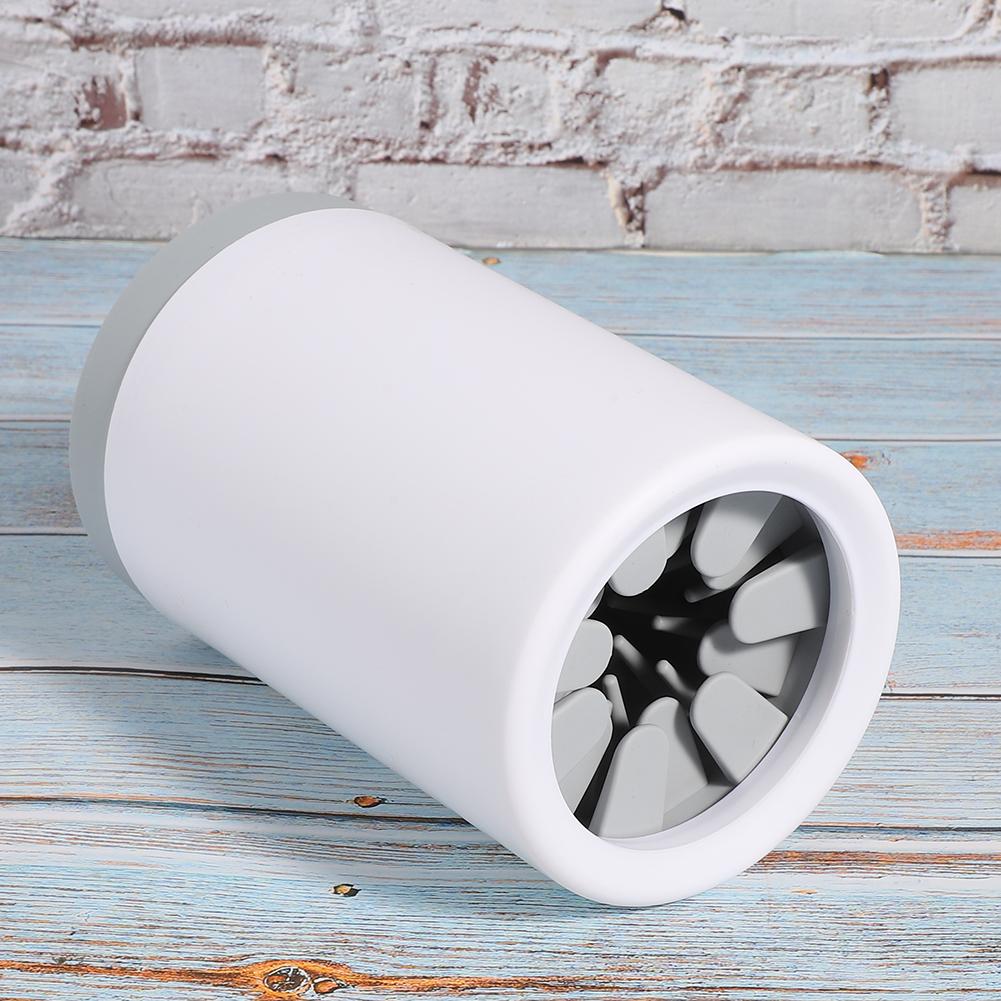 Haustier Pfotenreiniger Schwenkbecher Katzen Hund Fußwaschen Fußreinigung Zubehör Weiches Silikon ABS Grau