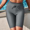 Shiying 2024 Women's Quick-Dry High-Waist Swim Trunks - European & American Style, Conservative Solid Color Boxer Briefs