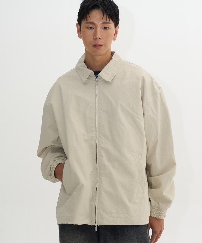 Placestudioman Essential Classic String Oversized Minimal Collar Zip-Up Blouson Jumper_2 Colors