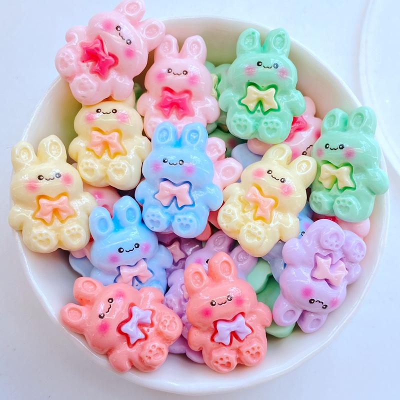 

10Pcs New Cute Mini Cartoon Bow Rabbit Series Flat Back Resin Cabochons Scrapbooking DIY Jewelry Craft Decoration Accessories