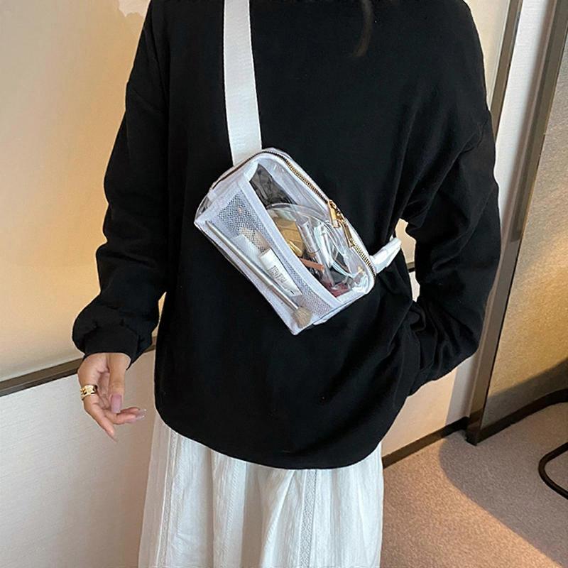 Fashion Bag Mini Square Cellphone Bags Trendy Bag Shoulder Bags Girl Women Crossbody Bag Transparent Casual Travel Bag  White