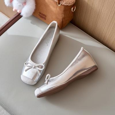 Luxus Flach Damen Weich Runde Spitze Damen Mary Janes Schuhe Schuhwerk Mode Schmetterlingsknoten Damen Ballerinas Tanzschuhe