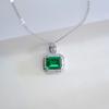 Green Garnet Square Necklace - 925 Sterling Silver, Light Luxury Pendant for Women