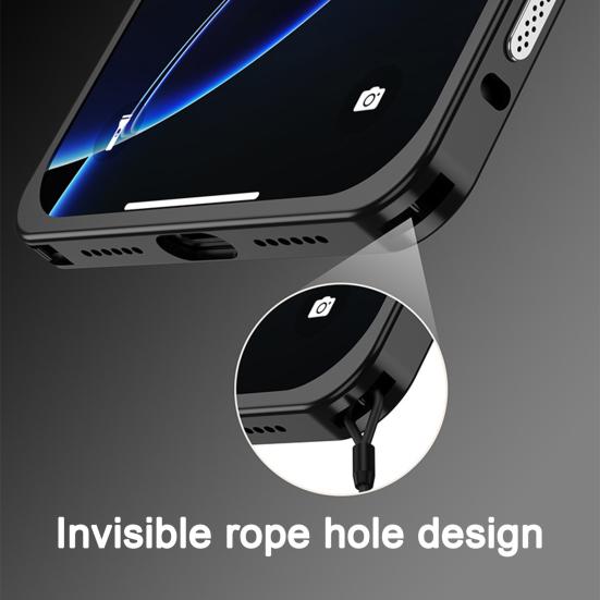 Metal Phone Case for IPhone 17/17 Pro/17 Max/17 Air Detachable Lens Cover & Heat Dissipation Phone Case Ultra-Thin Protective Frame with Hidden Strap