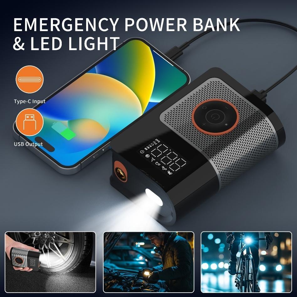 Portable Car Air Pump Electric Tire Inflator Intelligent Digital Display Tire Inflator For Car Motorcycle Bicycle Air Compressor