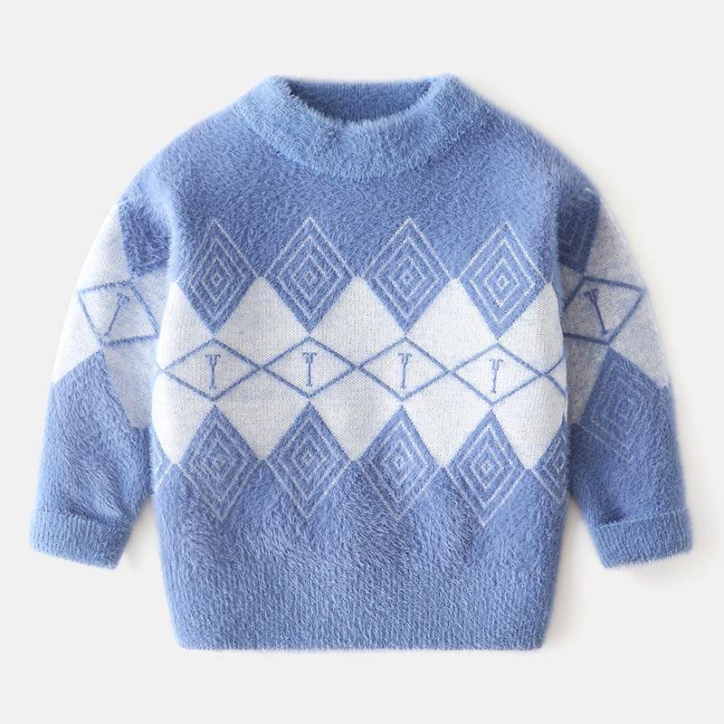 

Осенне-зимние вязаные пуловеры для маленьких мальчиков и девочек, водолазка, теплые толстые свитера 120