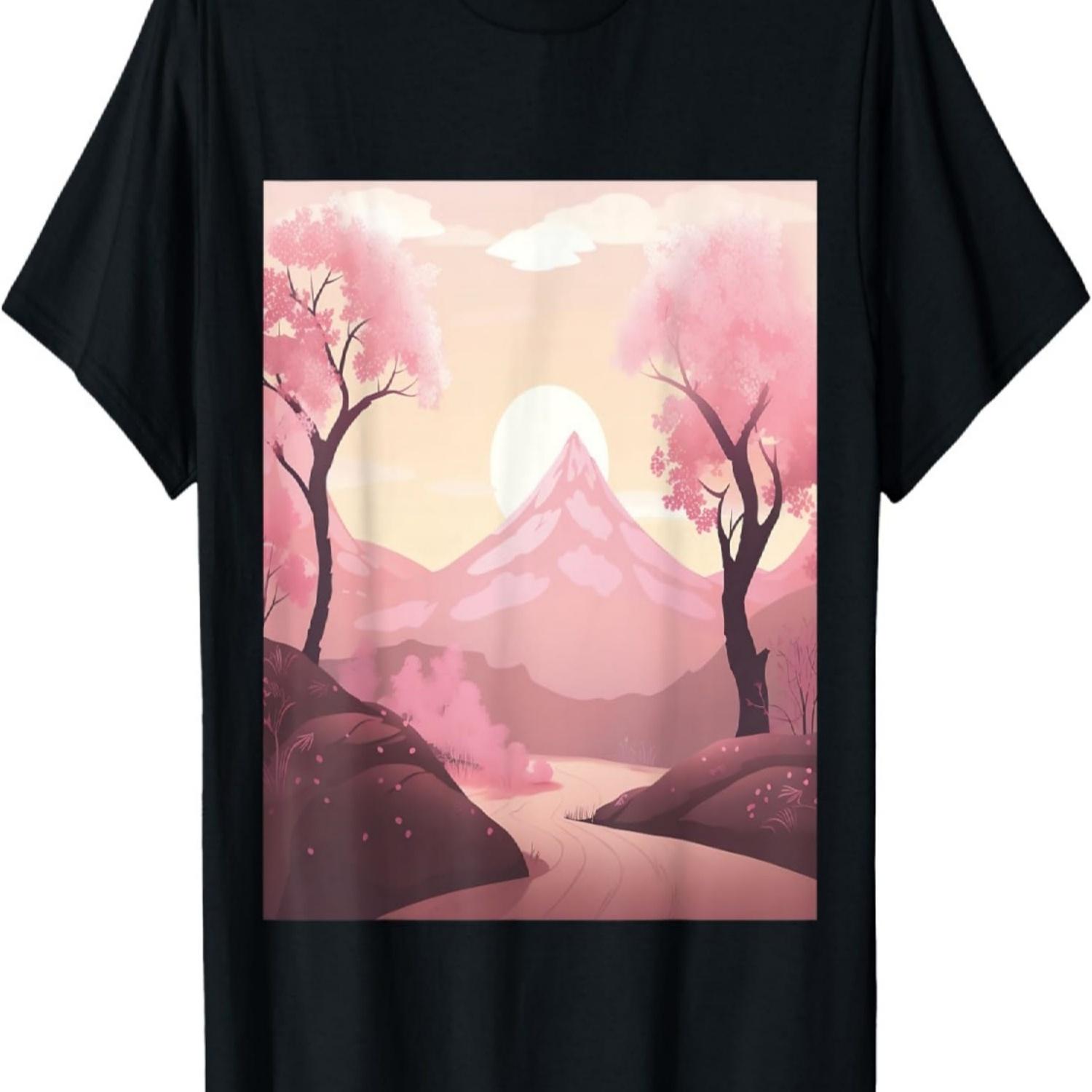 

Mystical Pink Petals Delicate Cherry Blossom Art Print T-Shirt S чёрный