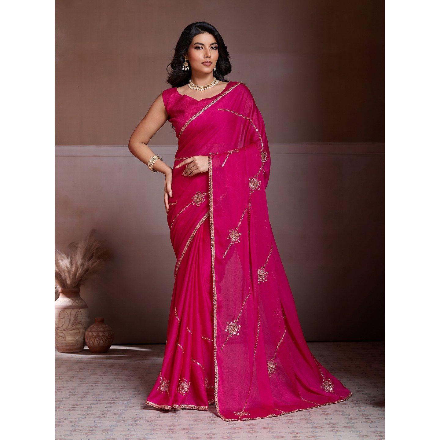 Luxury Party Wear Crush Silk Saree