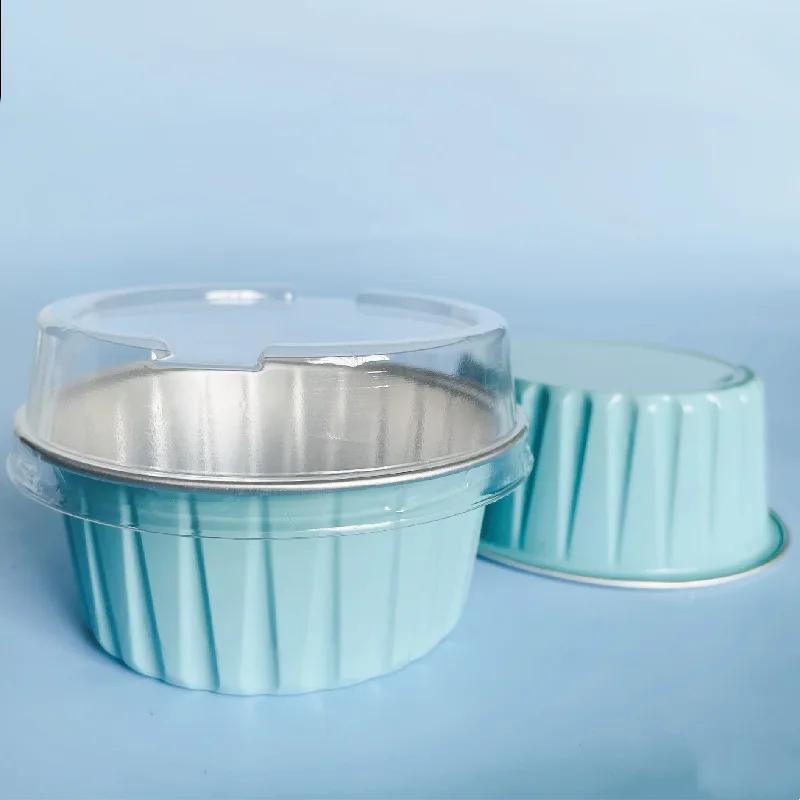 50Pcs Foil Ramekins Cupcake Baking Cups Holders Cases With Lid,Aluminum Foil Cupcake Liners,Muffin Liners Cups With Lid