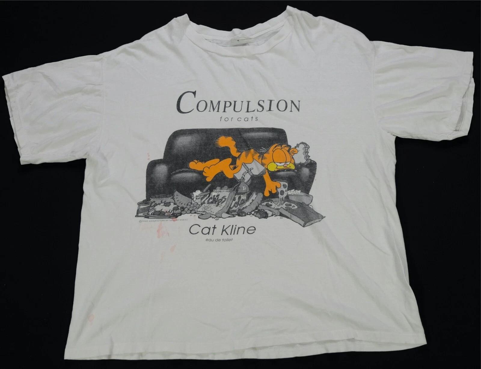Rare VTG Garfield Cat Kline Compulsion For Cats Single Stitch T Shirt 90s Satire S