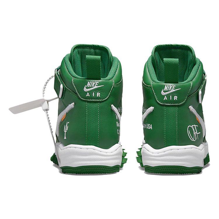 Off-White X Nike Air Force 1 Mid SP Leather Pine Green Unisex Sneakers DR0500-300