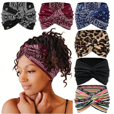 European & American Vintage Style Wide Criss-Cross Elastic Women's Headband for Yoga, Running, & Sports