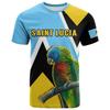 St. Lucia Flagge T-Shirt für Herren 3D Gedrucktes Wappen Sport T-Shirt Rundhals Kurzarm Lässige Übergroße T-Shirts