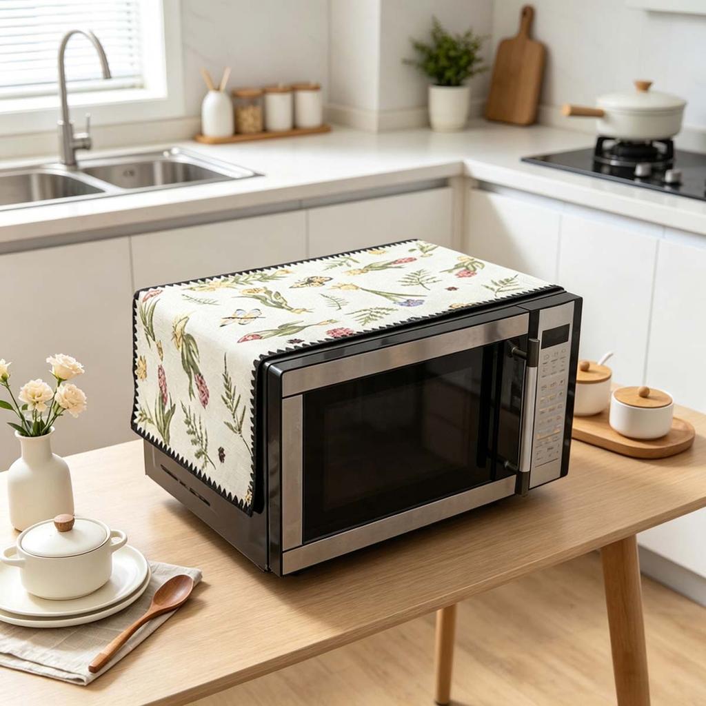 30x90cm Dust Resistant Cotton Linen Microwave Cover Household Linen Cloth
