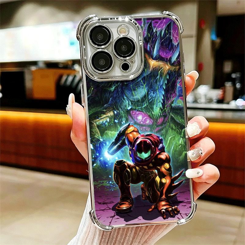 

M-Metroids Soft Phone Case For iPhone 15 16 17 Air 14 Pro Max 16E Plus 13 12 Mini Plating Anti-Fall Fundas iPhone 17 Pro